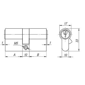 DORMA Цилиндровый механизм CBR-1 120 (35х85) ключ/ключ, никель #235528